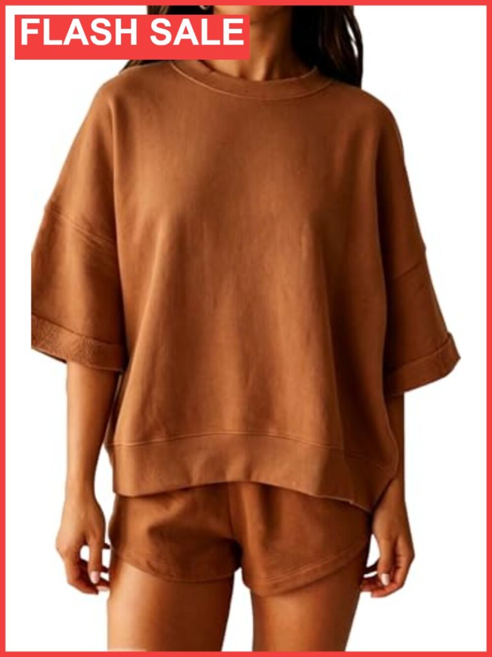 Oversized Fleece Loungewear Set Sweatshirt & Pocket Shorts